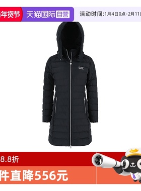 【自营】EA7阿玛尼女士聚酯纤维中长款连帽棉服外套6HTL05 TN8AZ