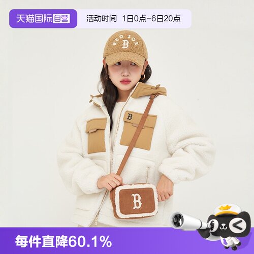 【自营】MLB明星同款秋冬女包仿羊羔绒休闲斜挎单肩相机包CRS07