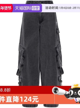 【自营】Adidas阿迪达斯女三叶草牛仔裤宽松工装休闲运动裤KU9535