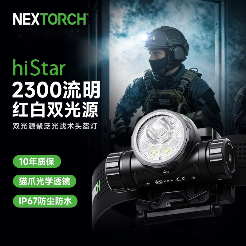 nextorch纳丽德hiStar战术头盔灯强光头戴式红白双光源战术头灯