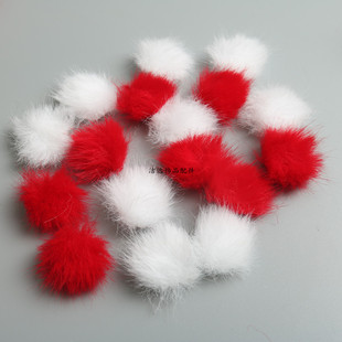 3.5cm混色毛片仿水貂毛盘扣毛球手工diy古风儿童对夹新年发饰材料