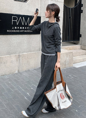 休闲时尚长裤长袖运动拼接两件套2C215-P140-K199