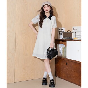 唐狮休闲运动风polo连衣裙2026新款裙子女夏季娃娃领短袖连衣裙g6