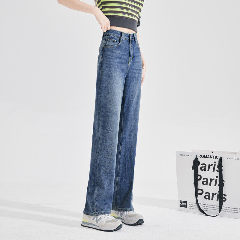 唐狮26秋季新款牛仔裤女修身直筒裤水洗复古窄版显瘦时尚裤子女