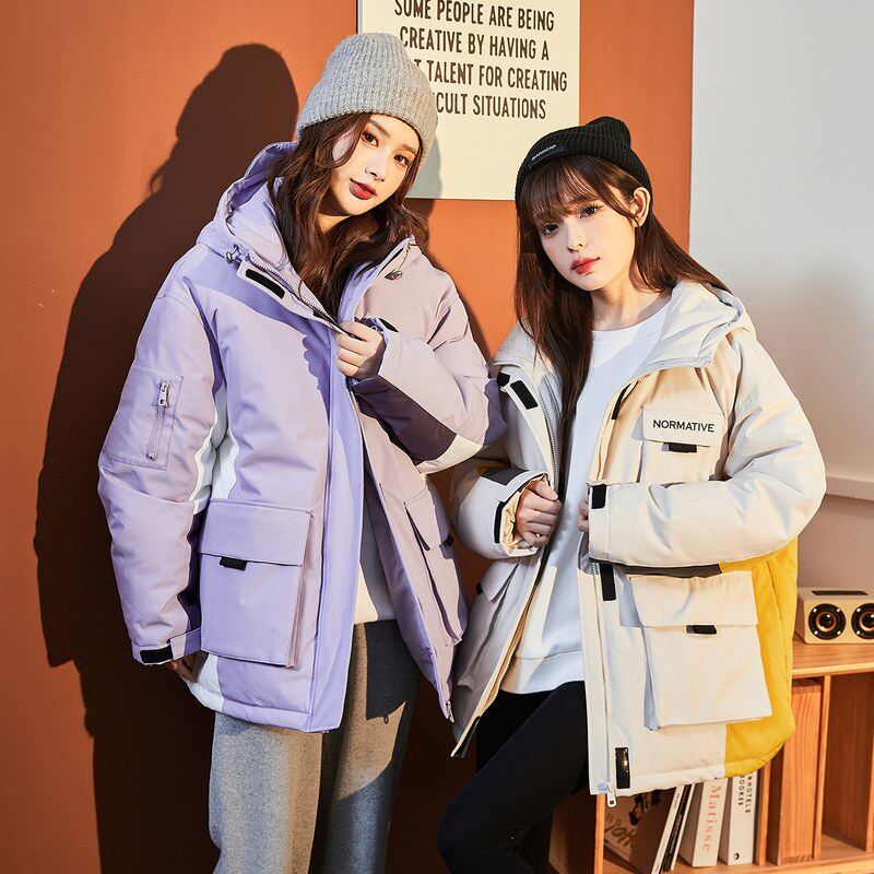 唐狮2026冬季新款派克服棉衣女短款ins潮工装风连帽加厚冬装外套K