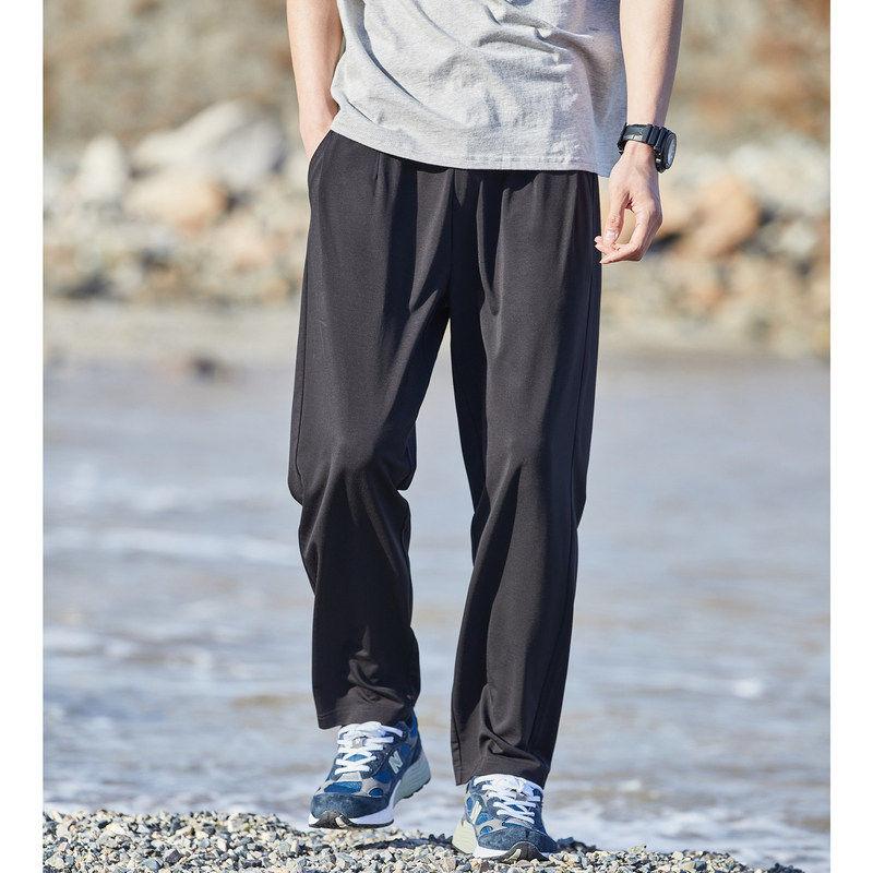 唐狮2026春夏男休闲裤冰丝薄款运动潮牌宽松休闲束脚长裤子男款