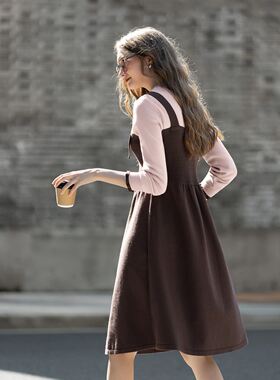 唐狮2026年秋冬俩件长袖连衣裙圆领法式女士气质淑女风百搭假