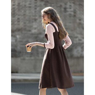 唐狮2026年秋冬俩件长袖连衣裙圆领法式女士气质淑女风百搭假