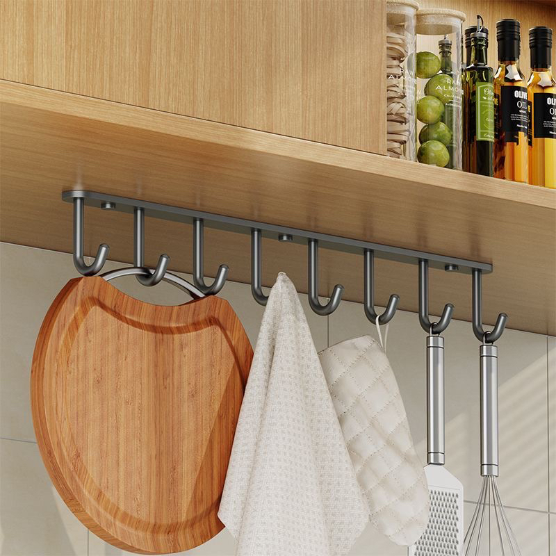 厨房挂钩架304不锈钢橱柜底板挂钩免钉悬挂式置物架勺子锅铲挂架