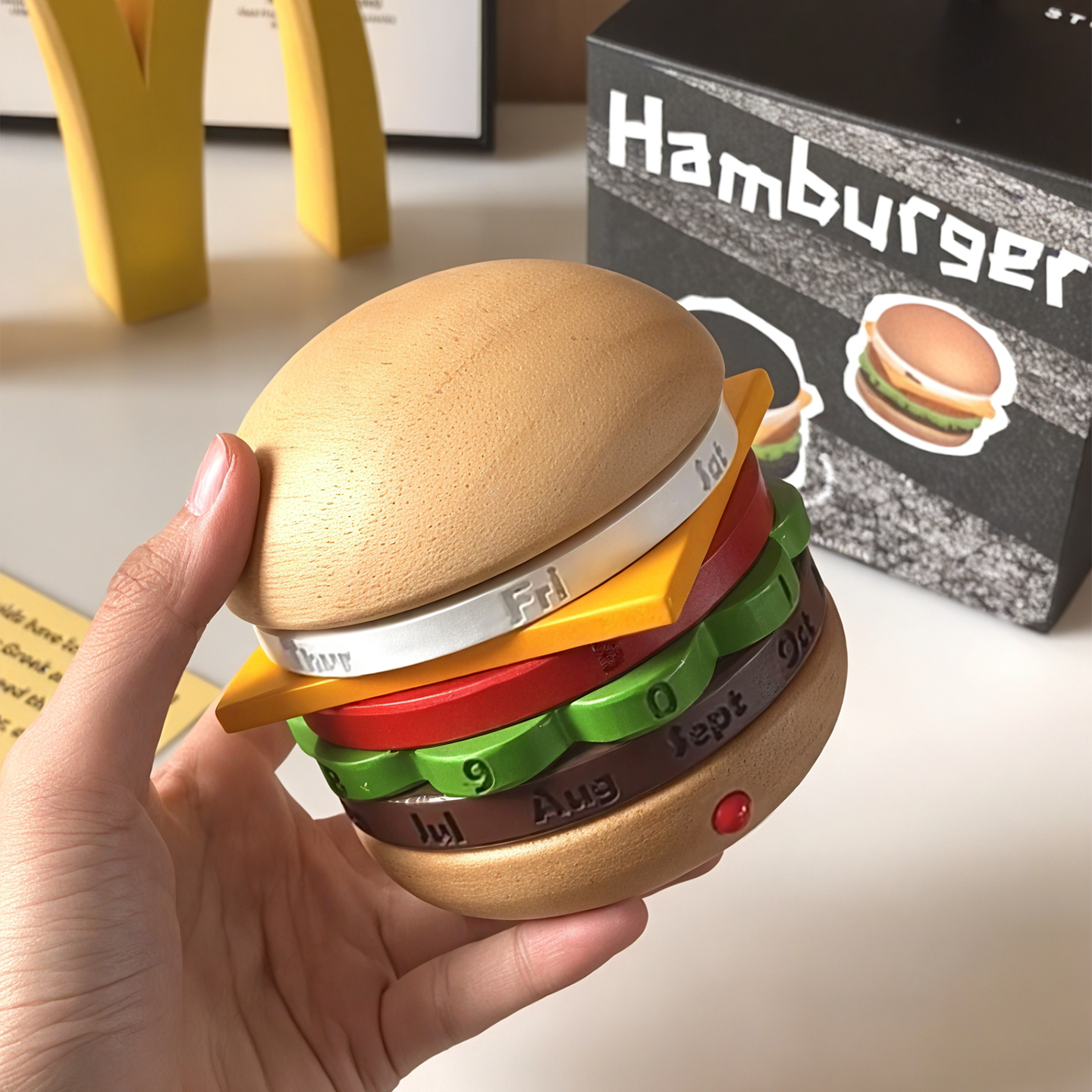 创意汉堡万年历桌面摆件生日礼物
