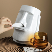 创意陶瓷人物石像轻奢纸巾盒复古搞怪抽纸盒小众民宿摆件餐巾纸盒