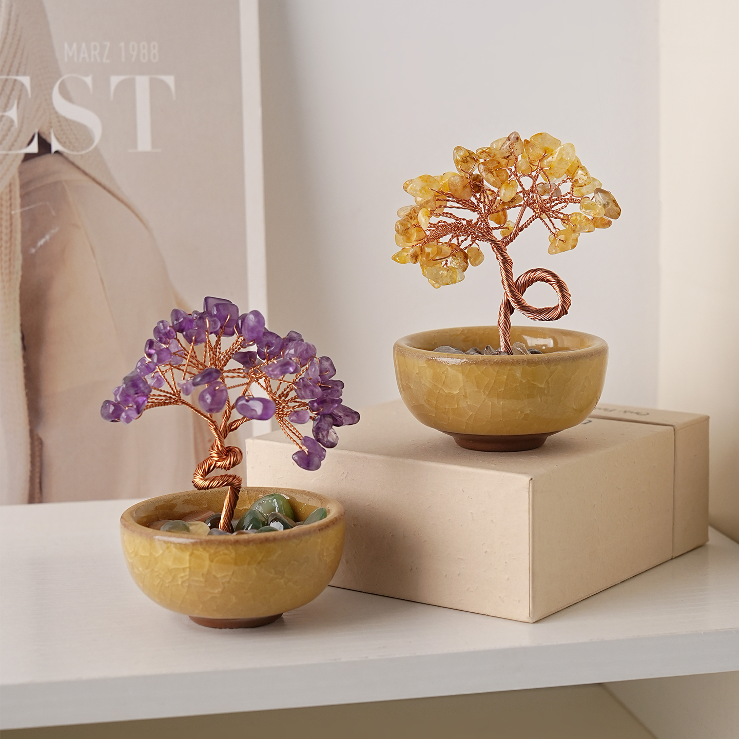 天然水晶盆栽发财树摆件家居装饰品办公室桌面装饰品生日礼物女生,家居饰品,桌面摆件,淘宝优惠券,粉丝福利购,淘宝优惠卷