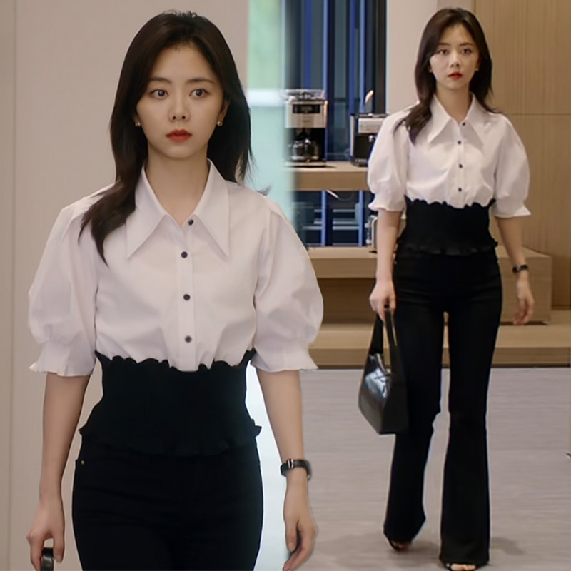 请叫我总监宁檬谭松韵同款白色短袖衬衫女装夏季穿搭衣服裤子套装高性价比高么？