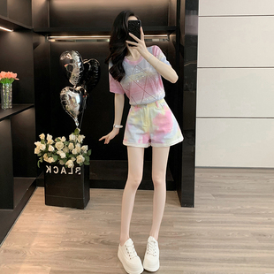 一整套两件套潮 夏季 时尚 套装 小个子减龄上衣高腰显瘦牛仔短裤