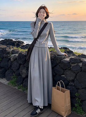 春秋韩系显瘦卫衣长裙两件套女