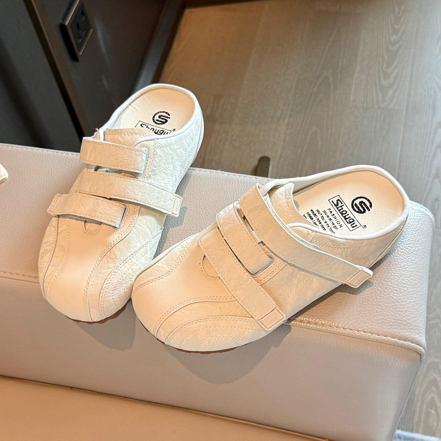 厚底内增高德训包头半拖鞋女夏外穿2026新款休闲勃肯鞋小白凉拖鞋