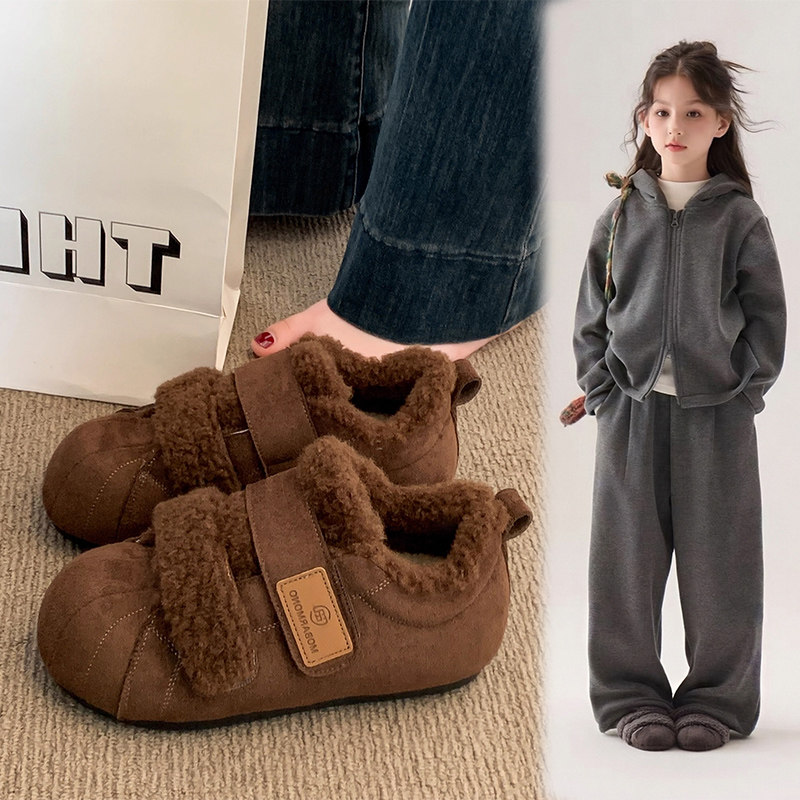 鞋子女童2025新款冬季大童加绒二棉鞋洋气公主毛毛鞋雪地大童冬鞋,女鞋,时尚雪地靴,淘宝优惠券,粉丝福利购,淘宝优惠卷