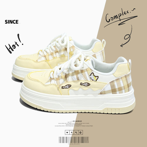 人木鞋子女款2026春季新款学生百搭爆款小白鞋厚底小众猫咪板鞋潮