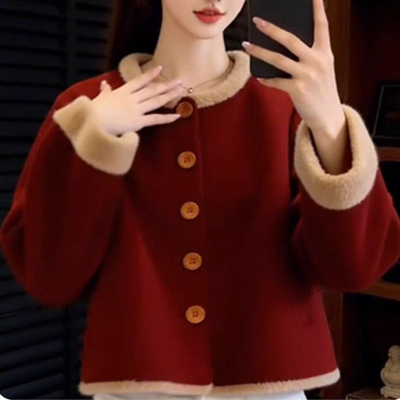 新中式气质国风复古红色短款外套女装2025秋冬新款本命年毛呢上衣,女装/女士精品,上衣,淘宝优惠券,粉丝福利购,淘宝优惠卷
