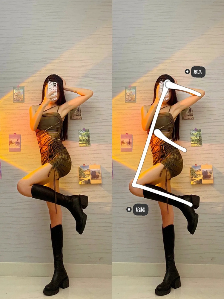 여성용 다리가 드러나는 스트레이트 V마우스 부츠 키가 작은 분들을 위한 두꺼운 밑창의 노니 부츠 하이힐 나이트 부츠 버드 레그 하이 부츠