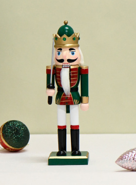 欧式新款25CM木偶人胡桃兵木头胡桃夹子外贸现货圣诞节小摆件礼物