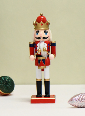 欧式新款25CM木偶人胡桃兵木头胡桃夹子外贸现货圣诞节小摆件礼物