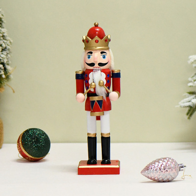 欧式新款25CM木偶人胡桃兵木头胡桃夹子外贸现货圣诞节小摆件礼物