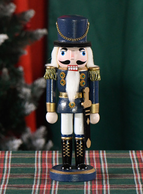 欧式新款25CM木偶人胡桃兵木头胡桃夹子外贸现货圣诞节小摆件礼物