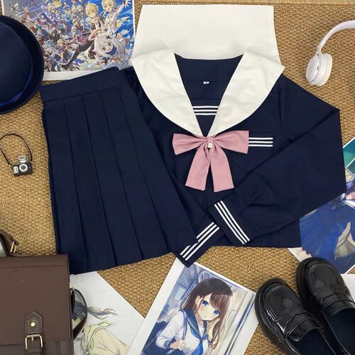 白领绀三本水手服女学院风JK制服