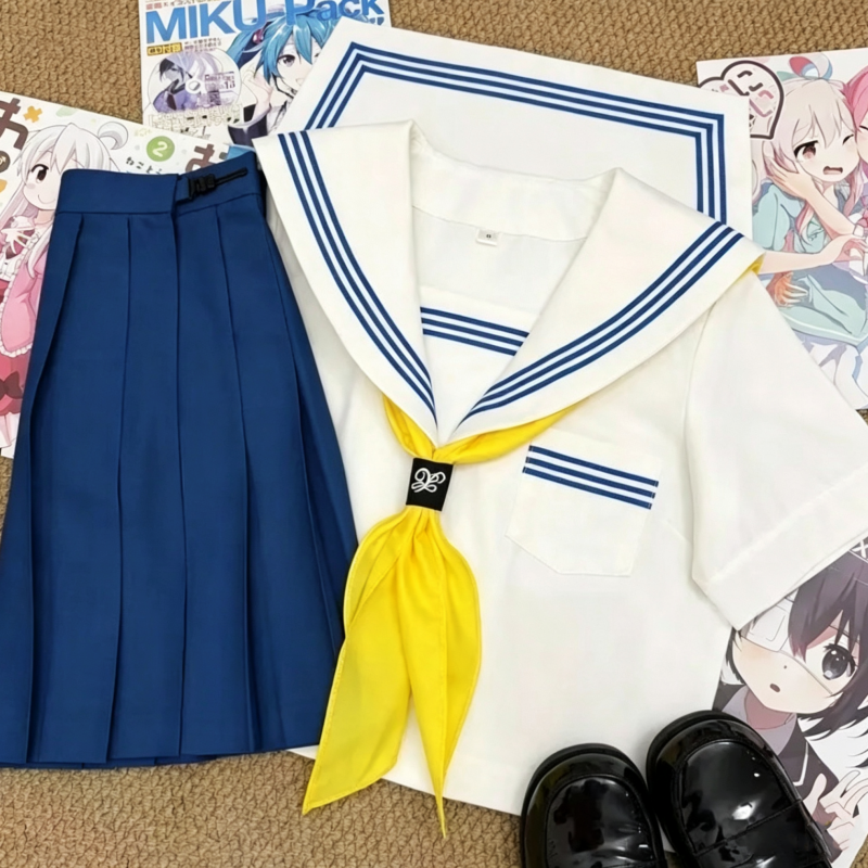樱奈家原创JK制服白领蓝三本正版水手服学院风短裙套装学生基础款