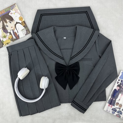 日系学院风灰二本水手服套装