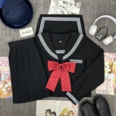 樱奈家改良黑三本满襟水手服女JK制服学院风日系学生装 原创暗黑系