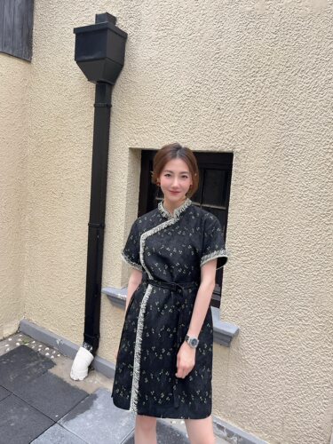 齐格格新中式流苏提花连衣裙女