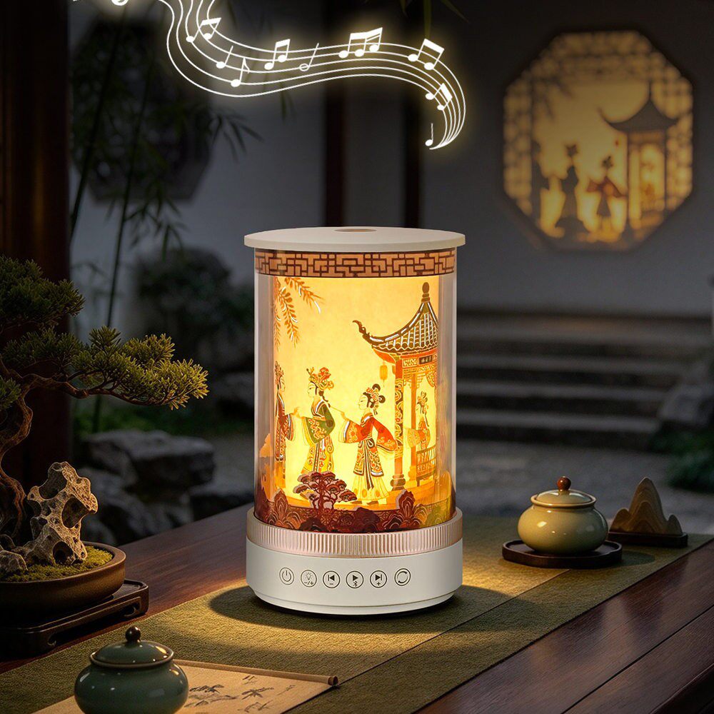 创意走马旋转台灯蓝牙音箱氛围小夜灯文创礼品桌面摆件工艺饰品
