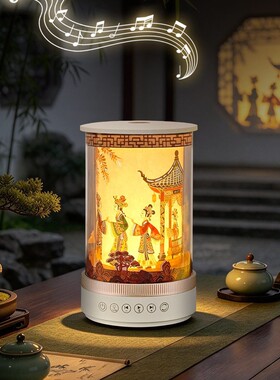 创意走马旋转台灯蓝牙音箱氛围小夜灯文创礼品桌面摆件工艺饰品