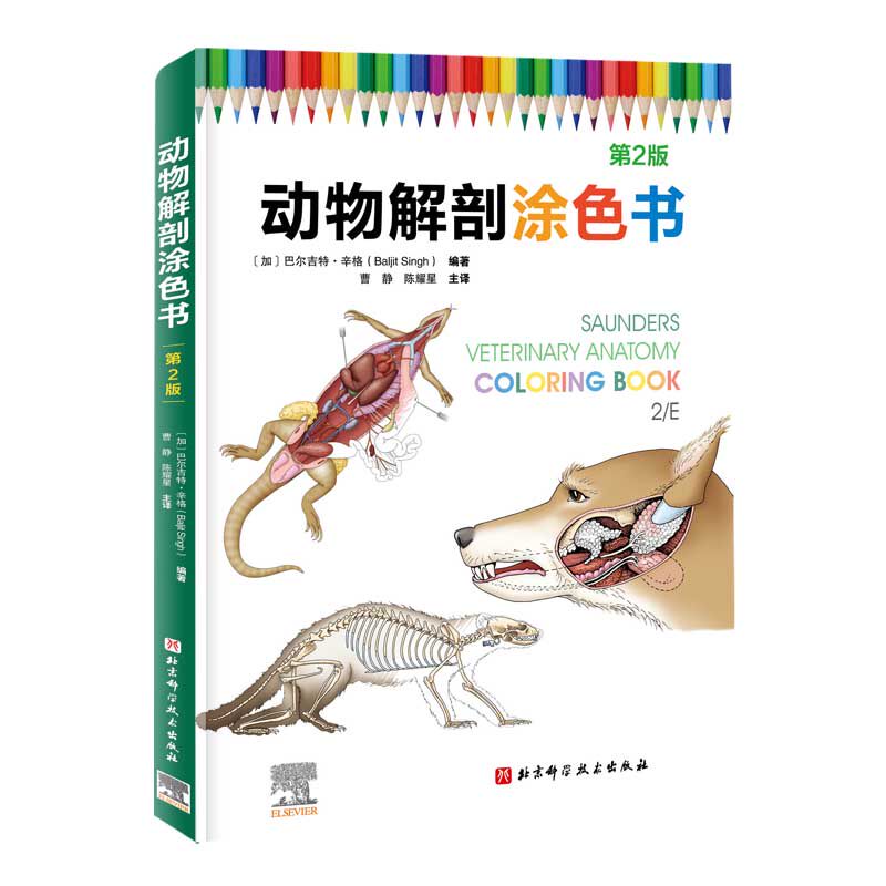 现货 包邮 动物解剖涂色书（第2版）动物医学 动物爱好者 兽医解剖 动物结构构造身体骨骼解剖绘画书籍骨骼组成 2020新书解剖涂