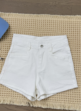 白色牛仔短裤女夏季薄款热裤a字2025弹力紧身黑色辣妹高腰阔腿裤