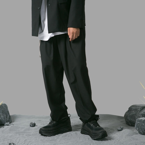 OBS OBSERVER LAB打褶宽松直筒西装裤国潮牌休闲男女锥形长西裤