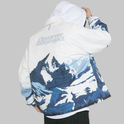 OBS OBSERVER LAB雪山主题印花教练夹克国潮男女同款