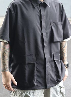 OBSERVER SSA 多口袋机能速干山系百搭户外休闲日系宽松短袖衬衫