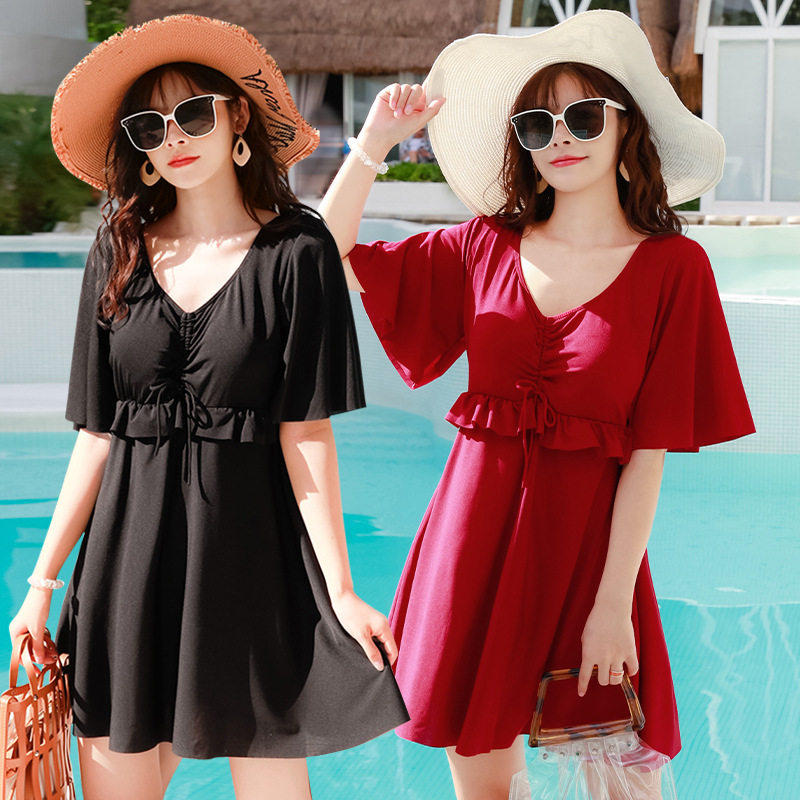 泳衣女士连体大码保守裙式韩版宽松胖mm遮肉显瘦泡温泉游泳装