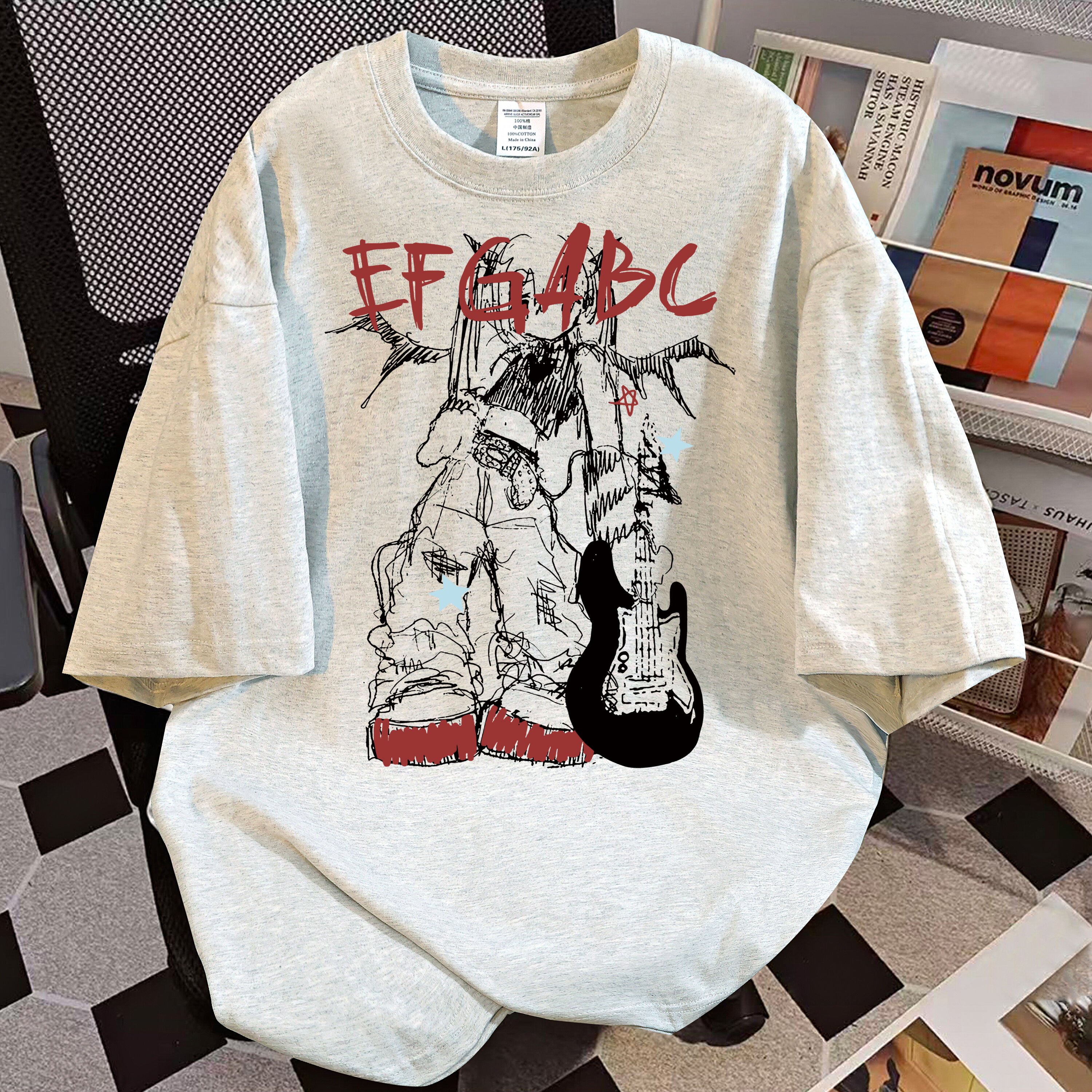 美式涂鸦纯棉圆领短袖T恤女夏季