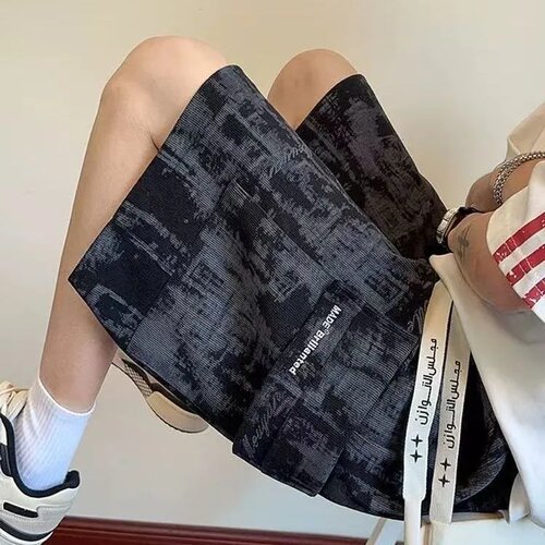 美式扎染工装短裤男夏季帅气运动五分裤口袋潮牌青少年宽松休闲裤