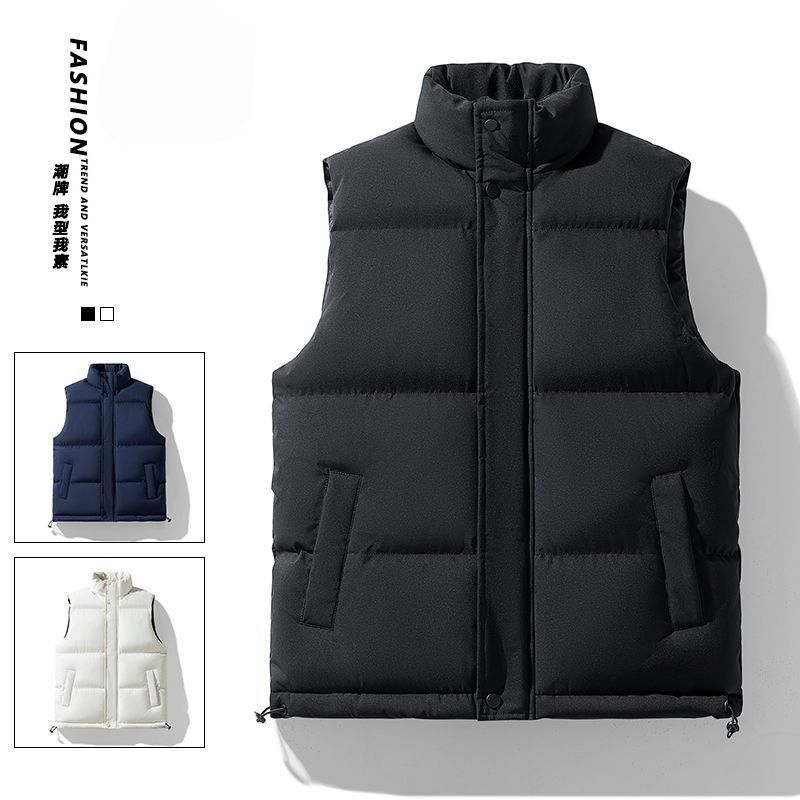 秋冬季马甲新款纯色羽绒棉服潮流休闲加厚保暖立领背心无袖外套