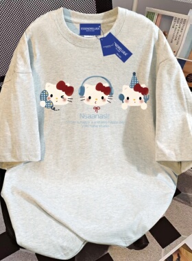 黑色卡通夏季新款宽松上衣内搭重磅纯棉短袖t恤女今年流行爆款女