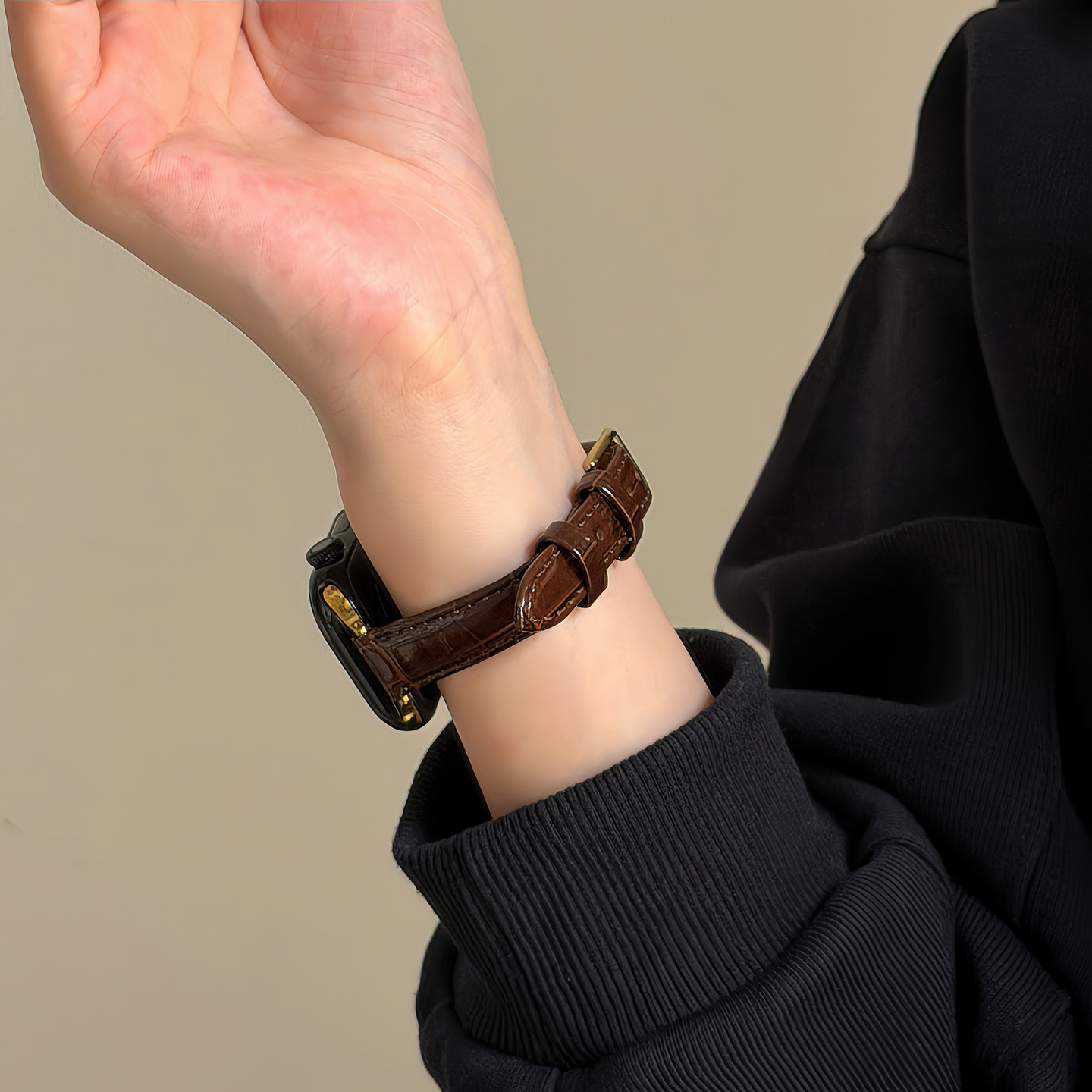 经典复古竹节皮纹applewatch11表带适用S10苹果手表带iwatchs98se