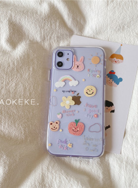 日韩ins可爱小兔子插画小表情风适用苹果14手机壳iphone13透明15pro全包max防摔14promax硅胶保护套ip11/12