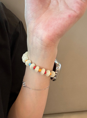 糖果少女可爱串珠适用applewatchs10苹果手表表带8/9代iwatch智能