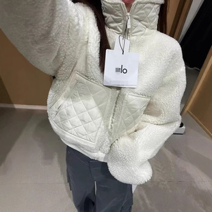 ALO CLASS秋冬新款羊羔毛短款外套棉服百搭保暖运动立领拉链夹克
