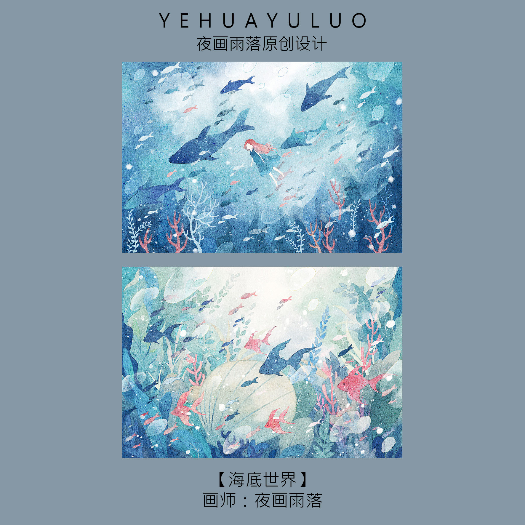 「海底世界」磨砂满天星夜画雨落贺卡/明信片